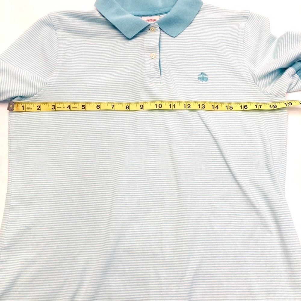 Brooks Brothers Aqua Striped Polo Shirt 100% Cotton Women's Large - Picture 7 of 8